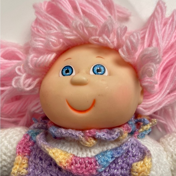 Handcrafted Pink and Purple Crochet Dolls with Removable Outfits. Missing hand - Picture 2 of 6